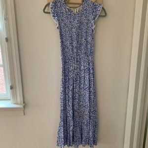 Lost + Wander Pick Me Midi Blue Floral Dress